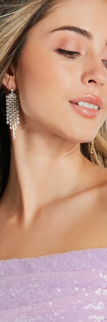 Glam Energy Rhinestone Fringe Earrings