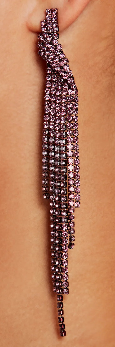 Captivating Shine Rhinestone Fringe Earrings