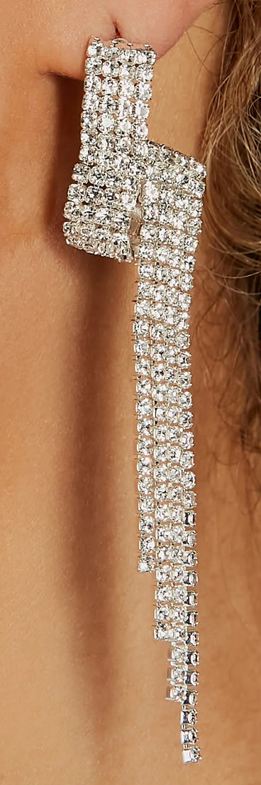 Glam Artistry Rhinestone Fringe Earrings