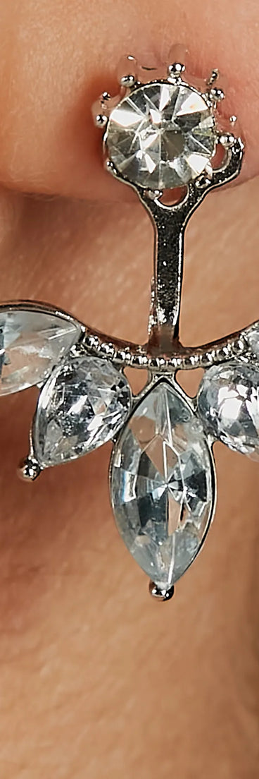 Trendy Shimmer Rhinestone Front-To-Back Stud Earrings