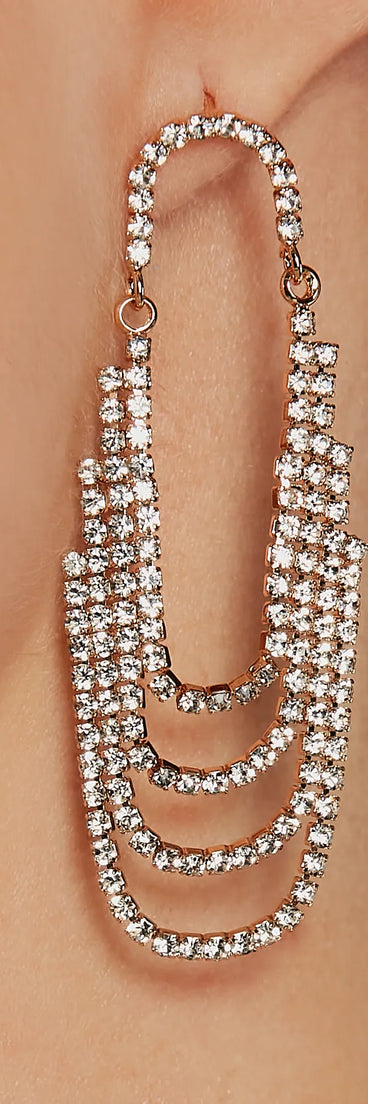 Glitzy Affair Rhinestone-Tiered Fringe Earrings
