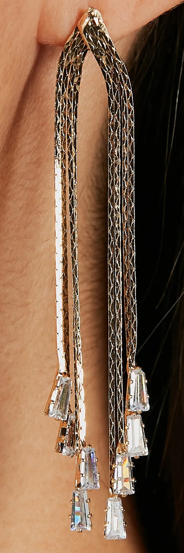 Glam Icon Rhinestone Snake Chain Earrings