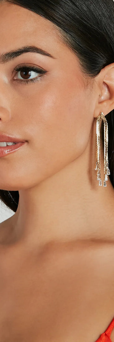Glam Icon Rhinestone Snake Chain Earrings