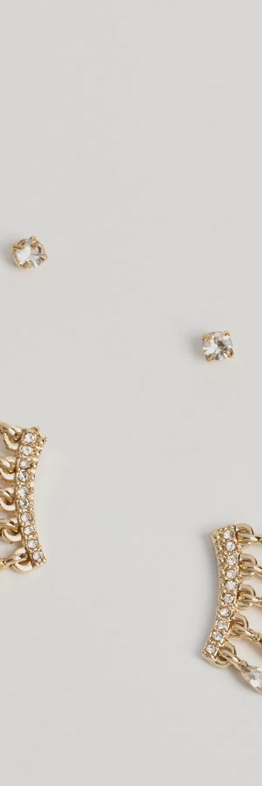 Get inspired with the Glitzy Trend Rhinestone Stud And Crawler Earrings Set, a feed-worthy gold piece that’s part of Windsor's updated and curated women’s clothing edit packed with must-have fall outfit ideas.