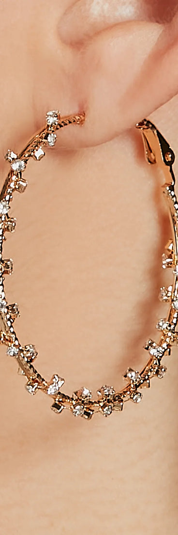 Get inspired with the Dainty Brilliance Rhinestone Hoop Earrings, a feed-worthy gold piece that’s part of Windsor's updated and curated women’s clothing edit packed with must-have fall outfit ideas.