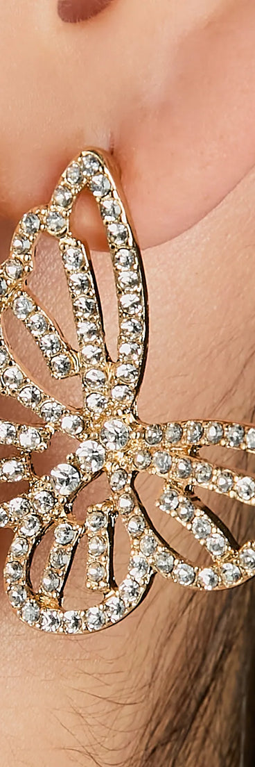 Dreamy Glam Rhinestone Butterfly Stud Earrings