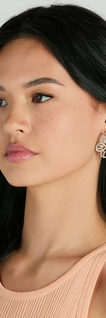 Dreamy Glam Rhinestone Butterfly Stud Earrings