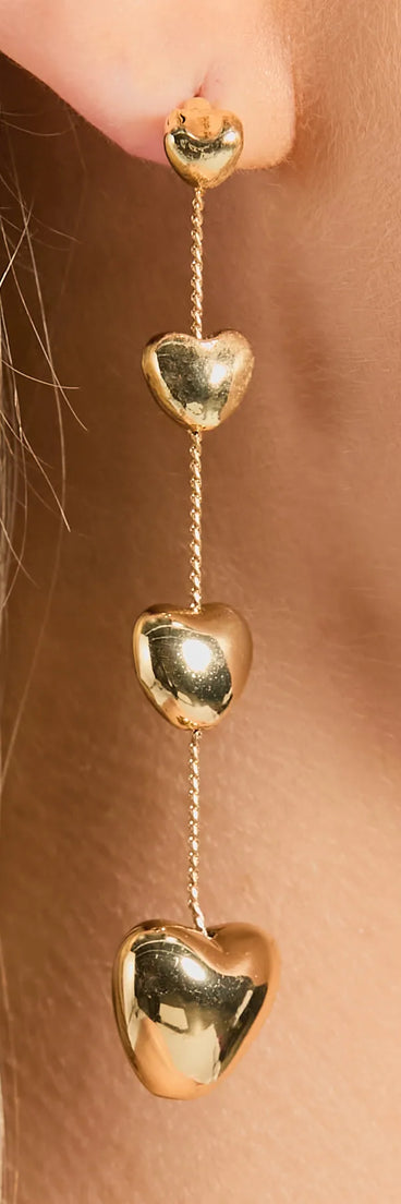 Love For Glam Heart Charm Duster Earrings