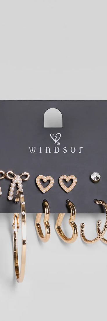 Glam Energy Stud And Hoop Earrings Set