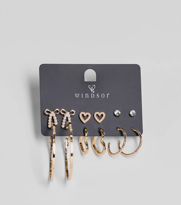 Glam Energy Stud And Hoop Earrings Set