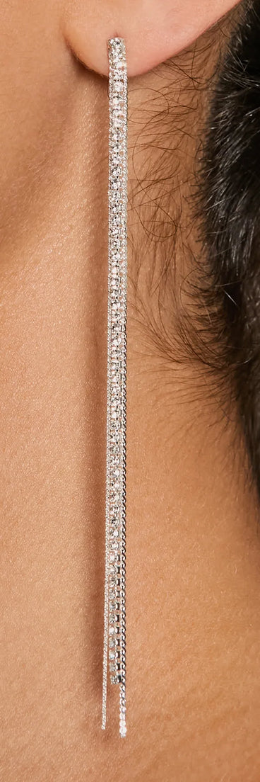 Trendy Aura Dainty Rhinestone Fringe Earrings