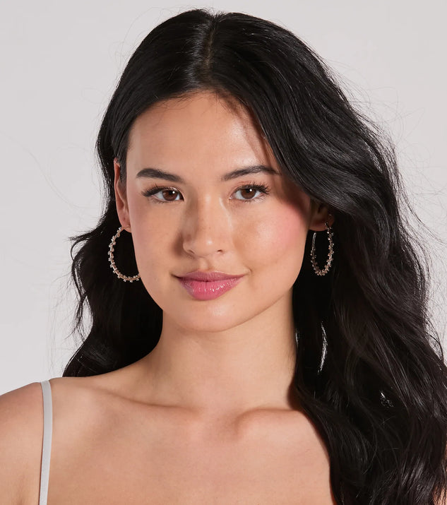 Dainty Brilliance Rhinestone Hoop Earrings, a trendy silver addition to women's going-out outfits, is ideal for Christmas party outfits, chic NYE attire, or winter night-out looks that keep you on-trend!