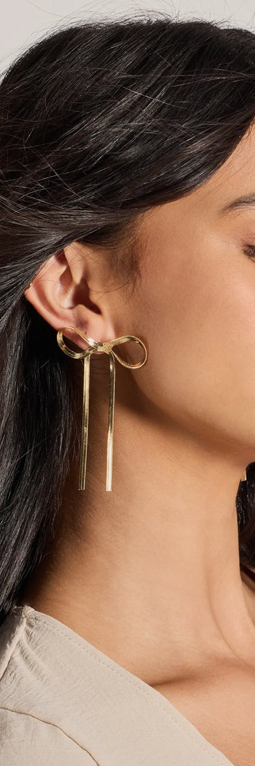 Sweet Addition Snake Chain Bow Earrings