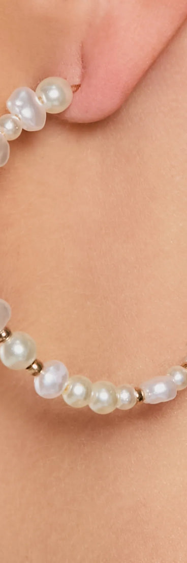 Darling Effect Faux Pearl Hoop Earrings