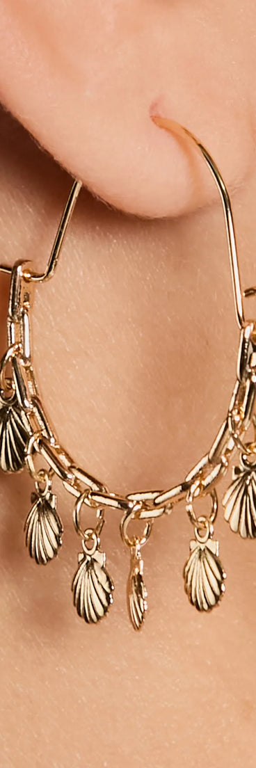 Sea Worthy Shell Charm Hoop Earrings