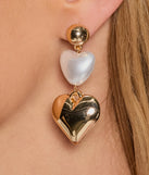 Glam Addition Pearl Heart Statement Earrings