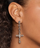 Glam Sheen Rhinestone Cross Earrings, a trendy addition to women's going-out outfits, is ideal for party attire, chic concert outfits, or night-out looks that keep you on-trend!