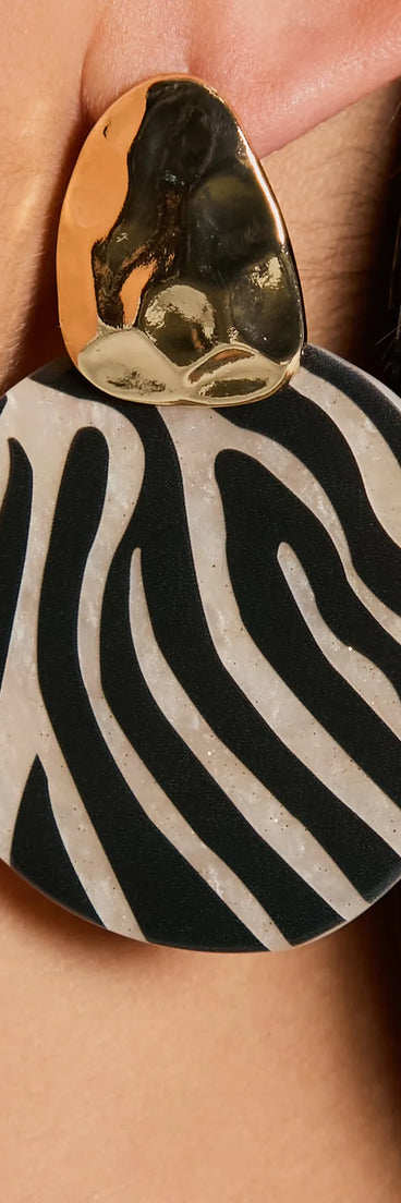 Wild Thing Zebra Print Statement Earrings