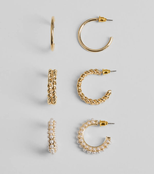 Polished Three-Pack Hoop Earrings Set