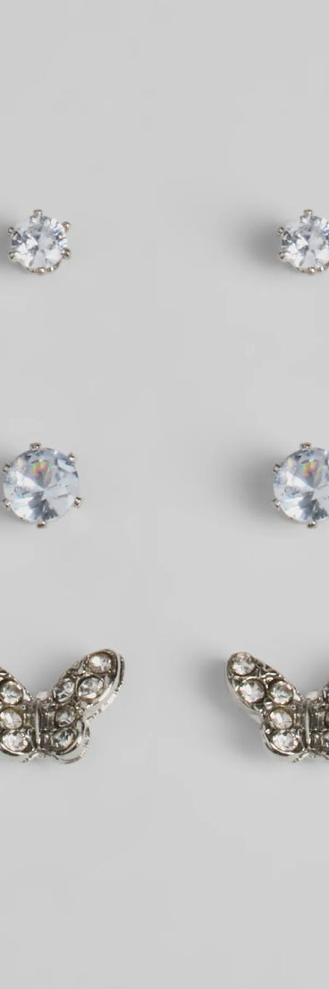 Pretty Luxe Cubic Zirconia Butterfly Stud Earrings Set