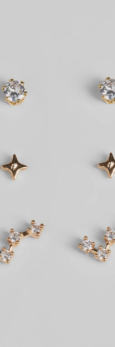 Wish Upon A Star Three Pack Stud Earring Set