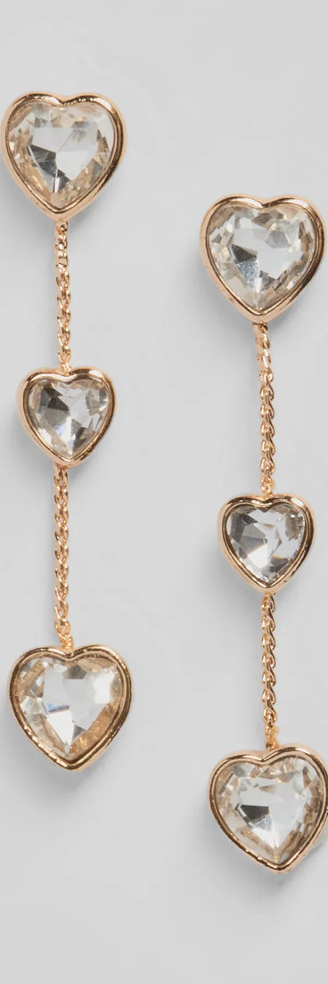 Adorable Glam Rhinestone Heart Duster Earrings