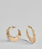 The Stand Out Texture Oval Hoop Earrings in gold is a women's workwear essential with an elevated fabric and chic silhouette, ideal for layering and versatile enough to take your look from office chic to going-out ready!