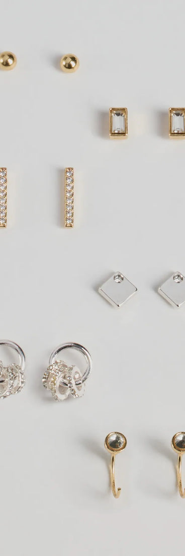 Glam Variety Six-Pack Stud Earrings Set