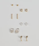 Glam Variety Six-Pack Stud Earrings Set