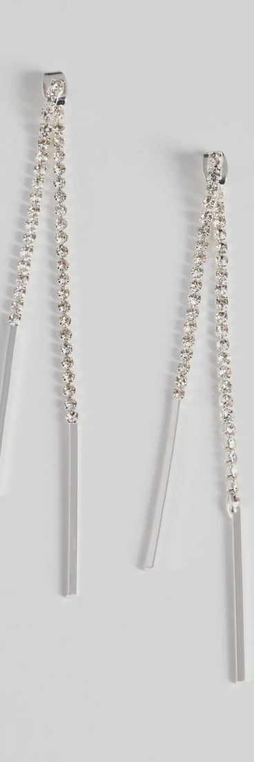 Glam Trend Rhinestone Front-To-Back Linear Earrings