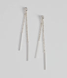 Glam Trend Rhinestone Front-To-Back Linear Earrings