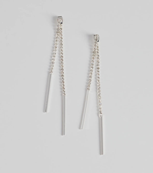 Glam Trend Rhinestone Front-To-Back Linear Earrings