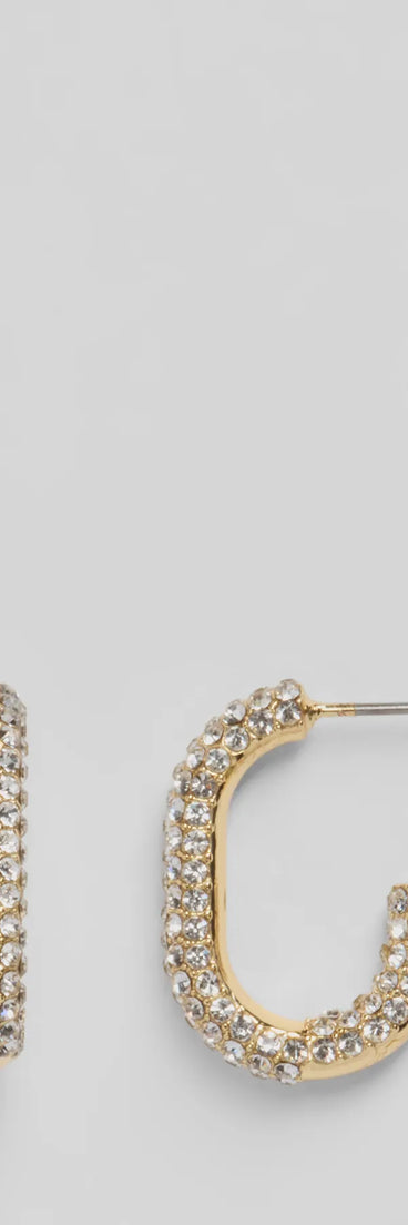 Divine Luxe Rhinestone Oval Hoop Earrings