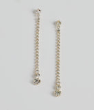 The Twinkling Beauty Rhinestone Linear Earrings helps create a chic clear women's cocktail outfit with a trendy texture and stylish design, ideal for wedding guest cocktail outfits or dinner parties.