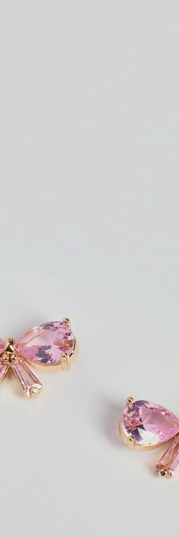 Ever So Charmed Rhinestone Bow Stud Earrings