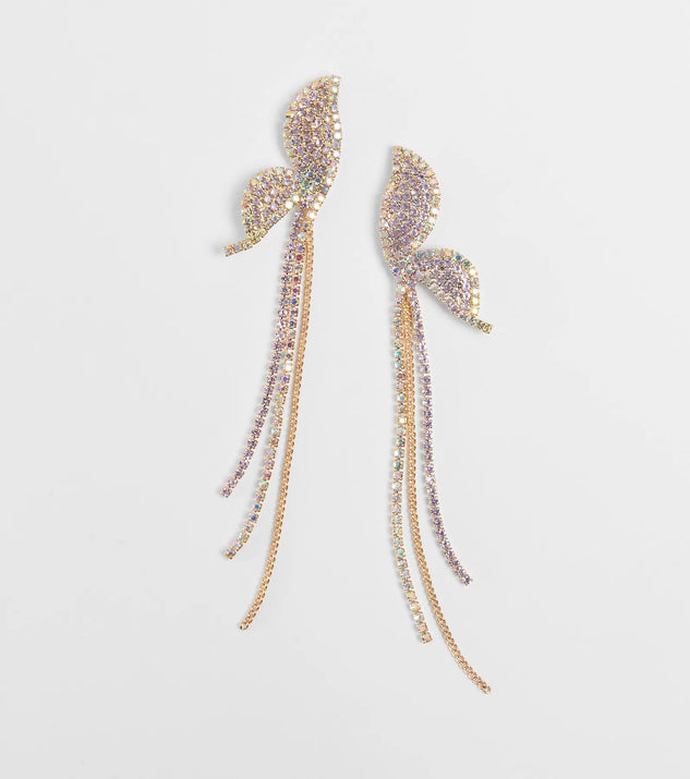 Wings Of A Butterfly Rhinestone Fringe Earrings