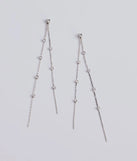 The Dainty Glamour Rhinestone Linear Earrings in silver brings sleek style to any graduation outfit, from cap and gown to after-party.