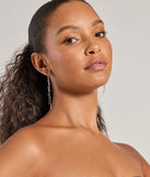 The Dainty Glamour Rhinestone Linear Earrings in silver brings sleek style to any graduation outfit, from cap and gown to after-party.