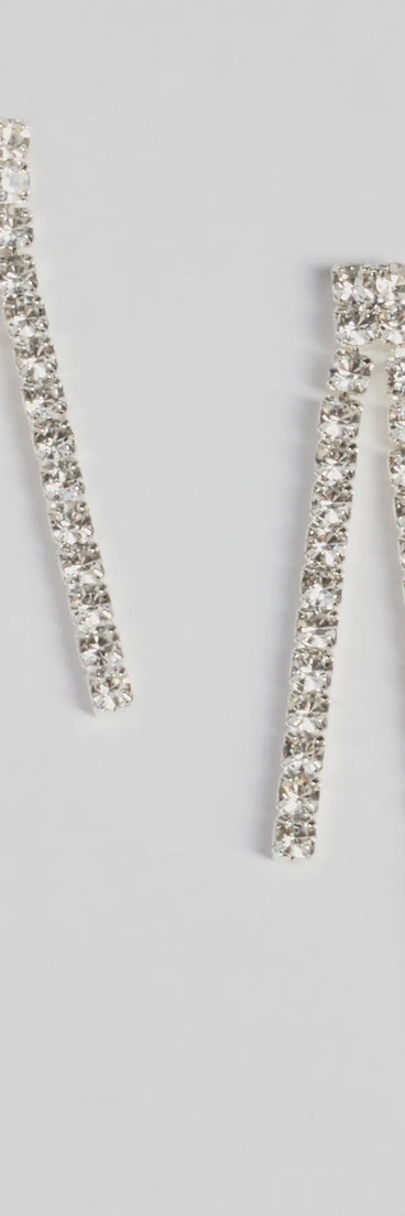 Elegant Glamour Rhinestone Bar Drop Earrings