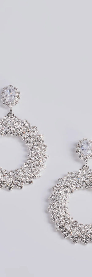 Time to Shine Rhinestone Doorknocker Hoop Earrings