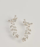 A Touch Of Luxe Rhinestone Leaf Ear Crawler Earrings, a trendy silver addition to women's going-out outfits, is ideal for Christmas party outfits, chic NYE attire, or winter night-out looks that keep you on-trend!