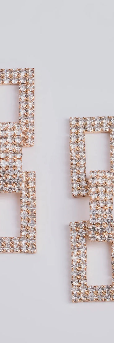 Radiant Glam Rhinestone Chain-Link Duster Earrings