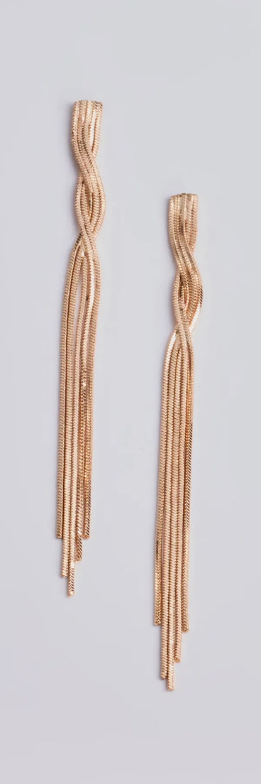 Dazzling Glam Twisted Fringe Earrings