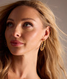 Luxe Bloom Floral Trim Hoop Earrings, a trendy gold addition to women's going-out outfits, is ideal for Christmas party outfits, chic NYE attire, or winter night-out looks that keep you on-trend!