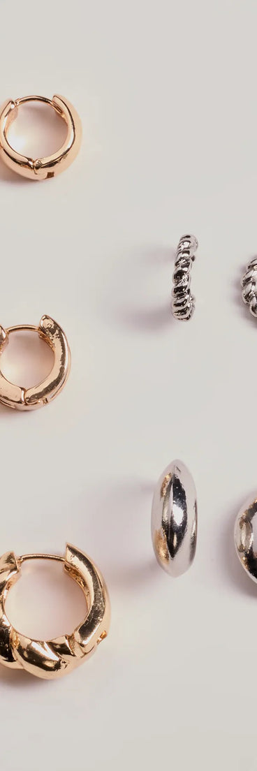 Trendy Mixed Metals Hoop Earrings Set