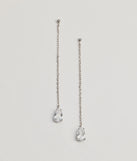 The Everlasting Shine Rhinestone Linear Earrings helps create a chic silver women's cocktail outfit with a trendy texture and stylish design, ideal for wedding guest cocktail outfits or dinner parties.