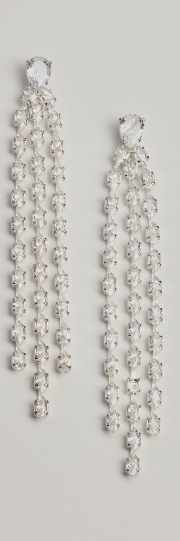 Starlit Beauty Fringe Cubic Zirconia Earrings