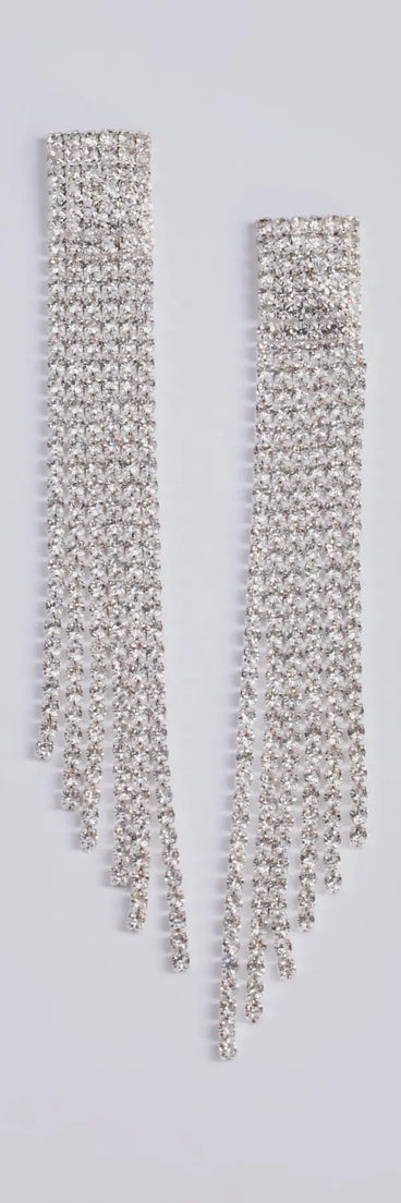 Pretty Shine Rhinestone Fringe Earrings