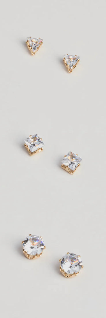 Perfect Set Cubic Zirconia Stud Earrings Pack