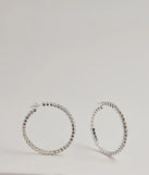 Stylish Staple Rhinestone Hoop Earrings, a trendy silver addition to women's going-out outfits, is ideal for Christmas party outfits, chic NYE attire, or winter night-out looks that keep you on-trend!